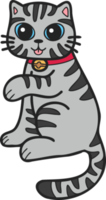 maneki neko dibujado a mano o ilustración de gato rayado de la suerte en estilo garabato png