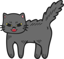 Hand Drawn angry cat illustration in doodle style png