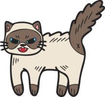 Hand Drawn angry cat illustration in doodle style png