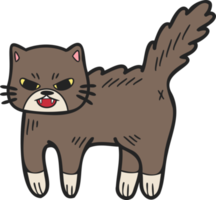 hand dragen arg katt illustration i klotter stil png