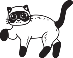 hand dragen gående katt illustration i klotter stil png