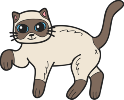 Hand Drawn walking cat illustration in doodle style png