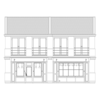 coffee Fasad främre se färg sida. franska gammal byggnad. europeisk arkitektur. png illustration.