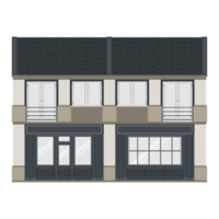 Vorderansicht der Coffeeshop-Fassade mit großen Fenstern. Französischer Altbau. Europäische Architektur. bunte png-illustration. png