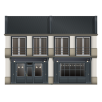 Coffeeshop facade front view in realistic style. French old Building. European architecture. Colorful PNG illustration.