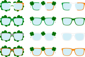 Irish holiday St Patrick day, big set color eyeglasses png