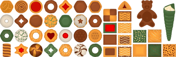 Big set homemade cookie different taste in pastry biscuit png