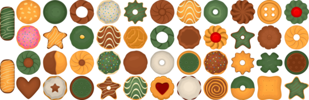 Big set homemade cookie different taste in pastry biscuit png