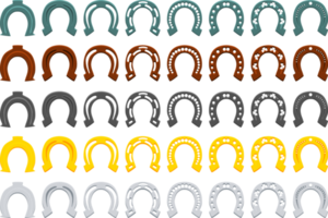 Irish holiday St Patrick day, set color horseshoes png