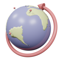 globo 3d com ilustração pontual e seta png