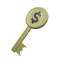 3D Key with Dollar Coin png