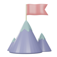 montagne 3d avec illustration de neige et drapeau png