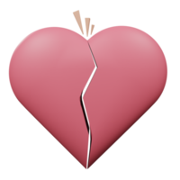 3d corazón roto en la ilustración de san valentín png