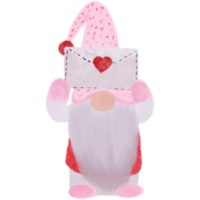 Gnome holds a congratulatory letter for Valentine's Day. png