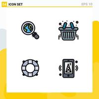 Universal Icon Symbols Group of 4 Modern Filledline Flat Colors of ecommerce summer basket store iot Editable Vector Design Elements