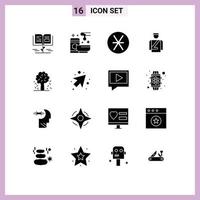 Universal Icon Symbols Group of 16 Modern Solid Glyphs of tree man web hotel money Editable Vector Design Elements