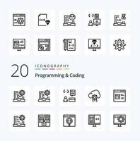 20 Programming And Coding Line icon Pack like develop bad development file development vector