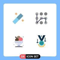 Universal Icon Symbols Group of 4 Modern Flat Icons of design food pattern security restaurant Editable Vector Design Elements