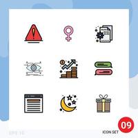 Set of 9 Modern UI Icons Symbols Signs for business looking codding focus attention Editable Vector Design Elements