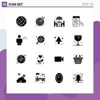 Modern Set of 16 Solid Glyphs and symbols such as support help vectors contact table Editable Vector Design Elements