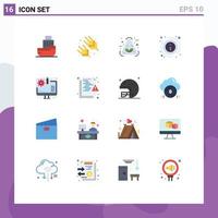 User Interface Pack of 16 Basic Flat Colors of development about eco information details Editable Pack of Creative Vector Design Elements