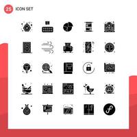 Pack of 25 Modern Solid Glyphs Signs and Symbols for Web Print Media such as coding mother diagram mom statistics Editable Vector Design Elements