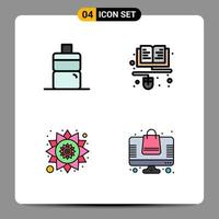 4 Universal Filledline Flat Colors Set for Web and Mobile Applications sport bag education india shopping Editable Vector Design Elements