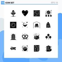 Pack of 16 creative Solid Glyphs of server configure education setting turntable Editable Vector Design Elements