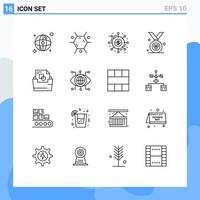 Modern Set of 16 Outlines Pictograph of folder document folder crowdsourcing document madel Editable Vector Design Elements