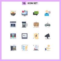 Mobile Interface Flat Color Set of 16 Pictograms of page user ecommerce people human Editable Pack of Creative Vector Design Elements