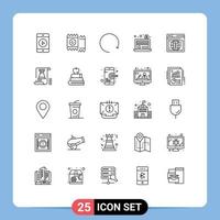 Universal Icon Symbols Group of 25 Modern Lines of castle webpage clockwise web dollar business Editable Vector Design Elements