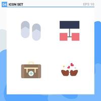 User Interface Pack of 4 Basic Flat Icons of beach health slippers structure luggage Editable Vector Design Elements