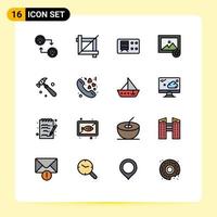 Universal Icon Symbols Group of 16 Modern Flat Color Filled Lines of romance call transport tool hammer Editable Creative Vector Design Elements