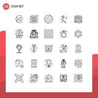 Pack of 25 Modern Lines Signs and Symbols for Web Print Media such as user real estate ball house stick fire Editable Vector Design Elements