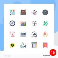 User Interface Pack of 16 Basic Flat Colors of left arrow furniture target goal Editable Pack of Creative Vector Design Elements
