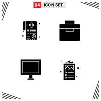 Modern Set of 4 Solid Glyphs and symbols such as bill display paperwork lunchbox ad Editable Vector Design Elements