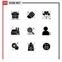 Set of 9 Modern UI Icons Symbols Signs for man search love scan storehouse Editable Vector Design Elements