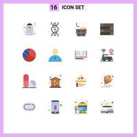 conjunto de 16 iconos de interfaz de usuario modernos símbolos signos para body pie sauna gráfico pared paquete editable de elementos creativos de diseño de vectores