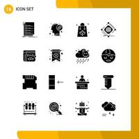 Pack of 16 creative Solid Glyphs of net global productivity complex shopping Editable Vector Design Elements