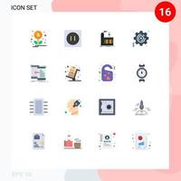 Modern Set of 16 Flat Colors and symbols such as management transfer factory data gear Editable Pack of Creative Vector Design Elements