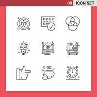 9 Universal Outlines Set for Web and Mobile Applications content problem rgb notification sweets Editable Vector Design Elements