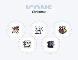 paquete de iconos llenos de línea navideña 5 diseño de iconos. . copo de nieve. Navidad. Navidad. regalo vector