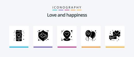 Love Glyph 5 Icon Pack Including . messages. location. love. love celebrate. Creative Icons Design vector