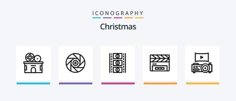 paquete de iconos de la línea navideña 5 que incluye. invierno. compras. decoraciones invierno. diseño de iconos creativos vector