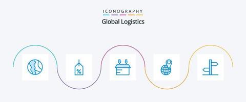 paquete de iconos de logística global azul 5 que incluye logística. mundo. logístico. mapa. global vector