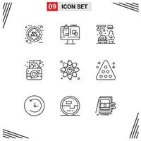 Stock Vector Icon Pack of 9 Line Signs and Symbols for connection photograph home photo camera Editable Vector Design Elements