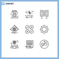 User Interface Pack of 9 Basic Outlines of of internet money iot speaker Editable Vector Design Elements