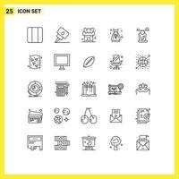 25 User Interface Line Pack of modern Signs and Symbols of mind concentration castle balance robe Editable Vector Design Elements