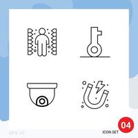 Stock Vector Icon Pack of 4 Line Signs and Symbols for challenge project task password electricity Editable Vector Design Elements