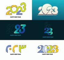 Big Collection of 2023 Happy New Year symbols Cover of business diary for 2023 with wishes vector